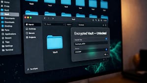 Cryptomator pCloud vault setup screen showing encrypted vault unlocked in dark desktop file manager