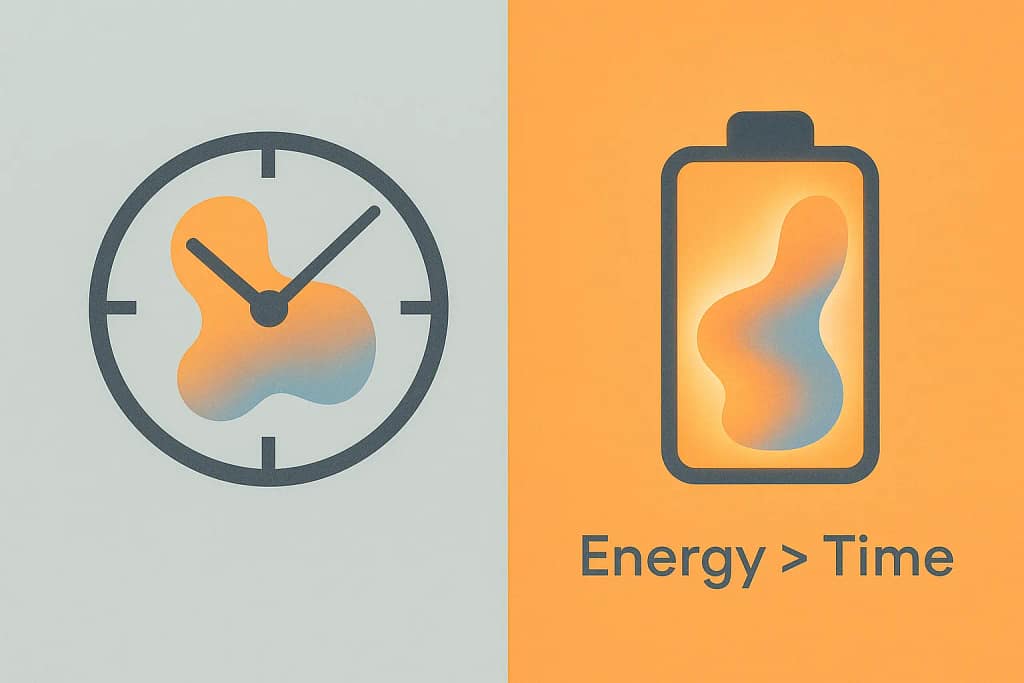 Illustration comparing rigid time management with the fluid Todoist Energy-Based Workflow.