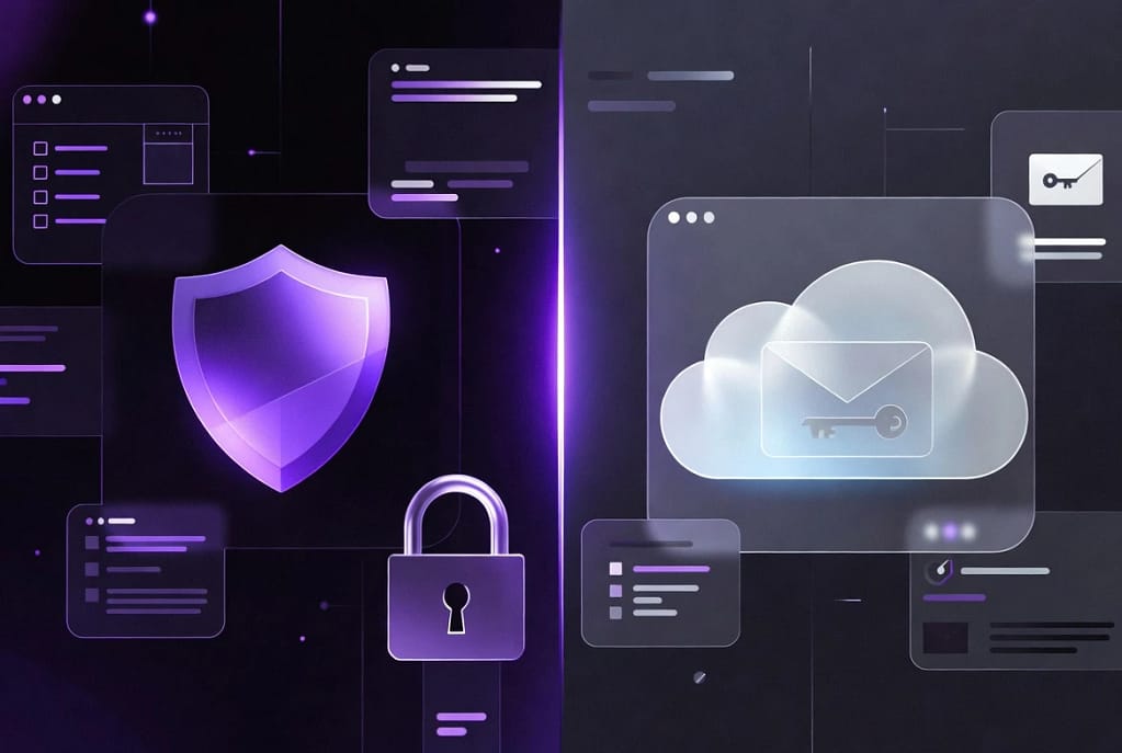 ProtonMail vs iCloud Mail Privacy 2026 comparison showing end-to-end encryption, metadata protection, and secure email alternatives to iCloud