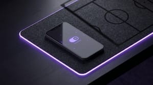 A sleek smartphone on a dark desk showing a secure VPN connection, illustrating the answer to which VPN should I use for the 2026 World Cup.
