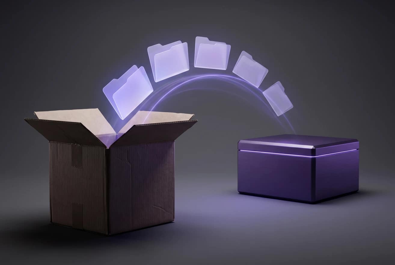 Migrating From Dropbox to Proton Drive Migrating from Dropbox to Proton Drive, files moving from an open box into an encrypted vault