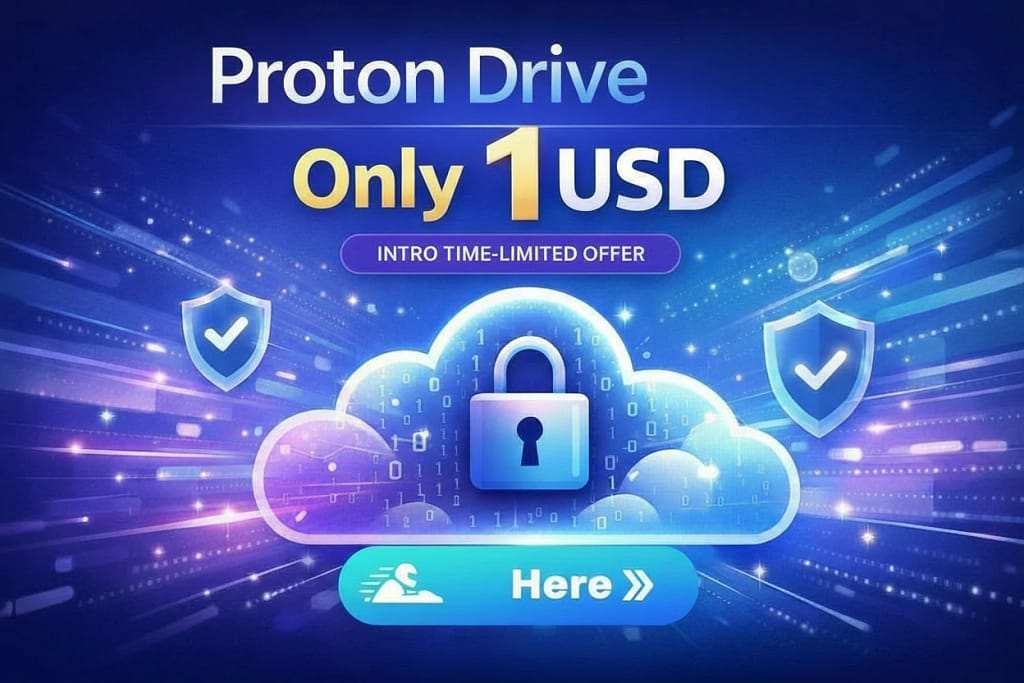 Try Proton Mail & Proton Drive offer banner first month discount intro deal