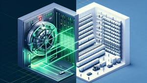 Split-screen illustration comparing Proton Drive vs pCloud digital warehouse for cloud storage strategy in 2026