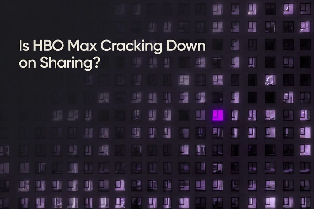 Is HBO Max Cracking Down on Sharing? What's Actually Changed in 2026 6 One apartment window glowing violet among dozens of identical windows, symbolising how HBO Max is cracking down on sharing by singling out individual households