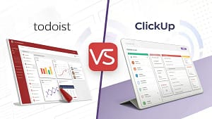 Side-by-side comparison of Todoist vs ClickUp capabilities