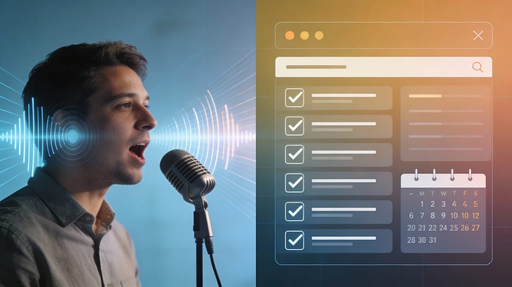 Todoist Ramble Voice Tasks voice-to-task workflow shown on a minimalist productivity app interface