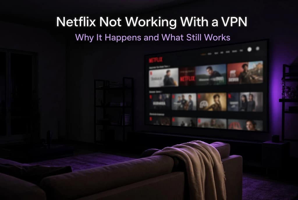 Netflix Not Working With a VPN? 8 Fixes That Work 7 Netflix not working with a VPN in 2026, television showing a blocked streaming error