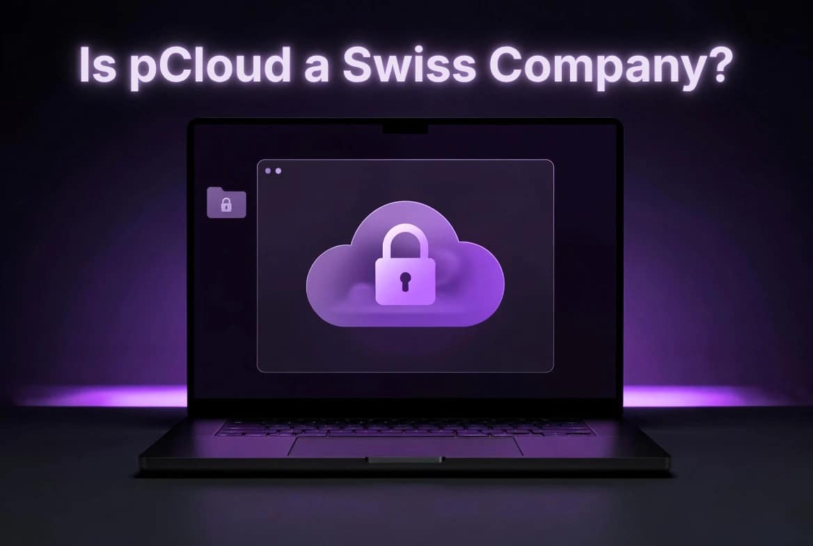 Is pCloud a Swiss company? Privacy-focused cloud storage visual with Switzerland-based secure file storage.