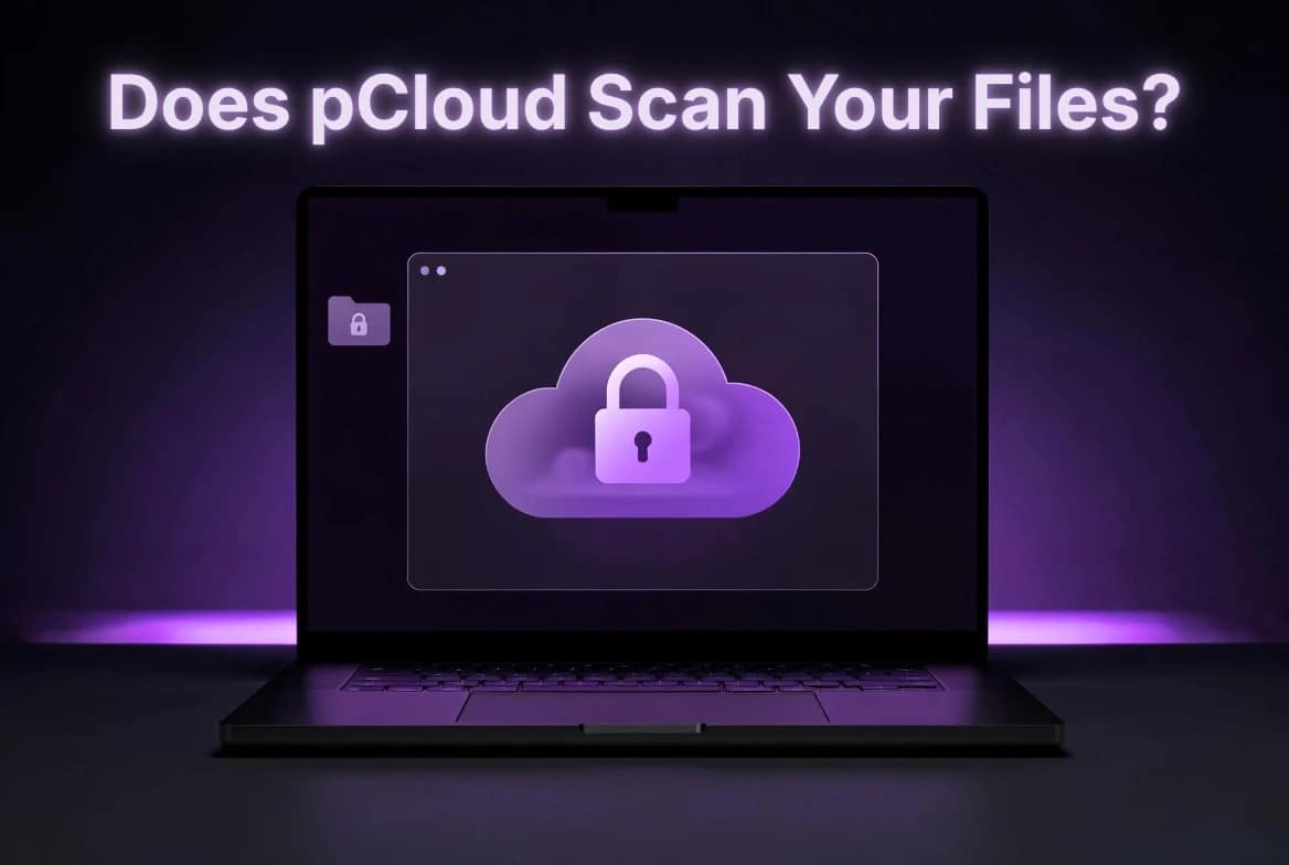 Does pCloud Scan Your Files? 1 Does pCloud scan your files? Secure cloud storage interface showing private folders and encrypted file protection