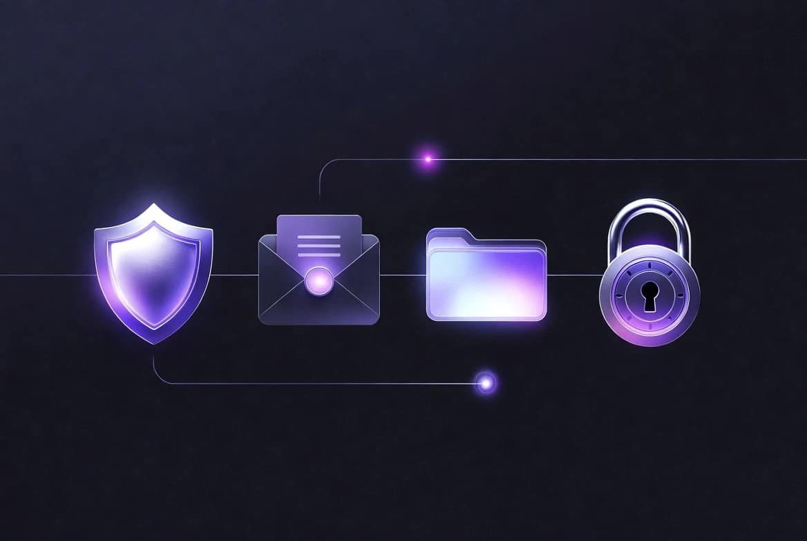 Proton Unlimited Privacy Ecosystem Icons representing the Proton Unlimited ecosystem including a VPN, password manager, and encrypted cloud storage.