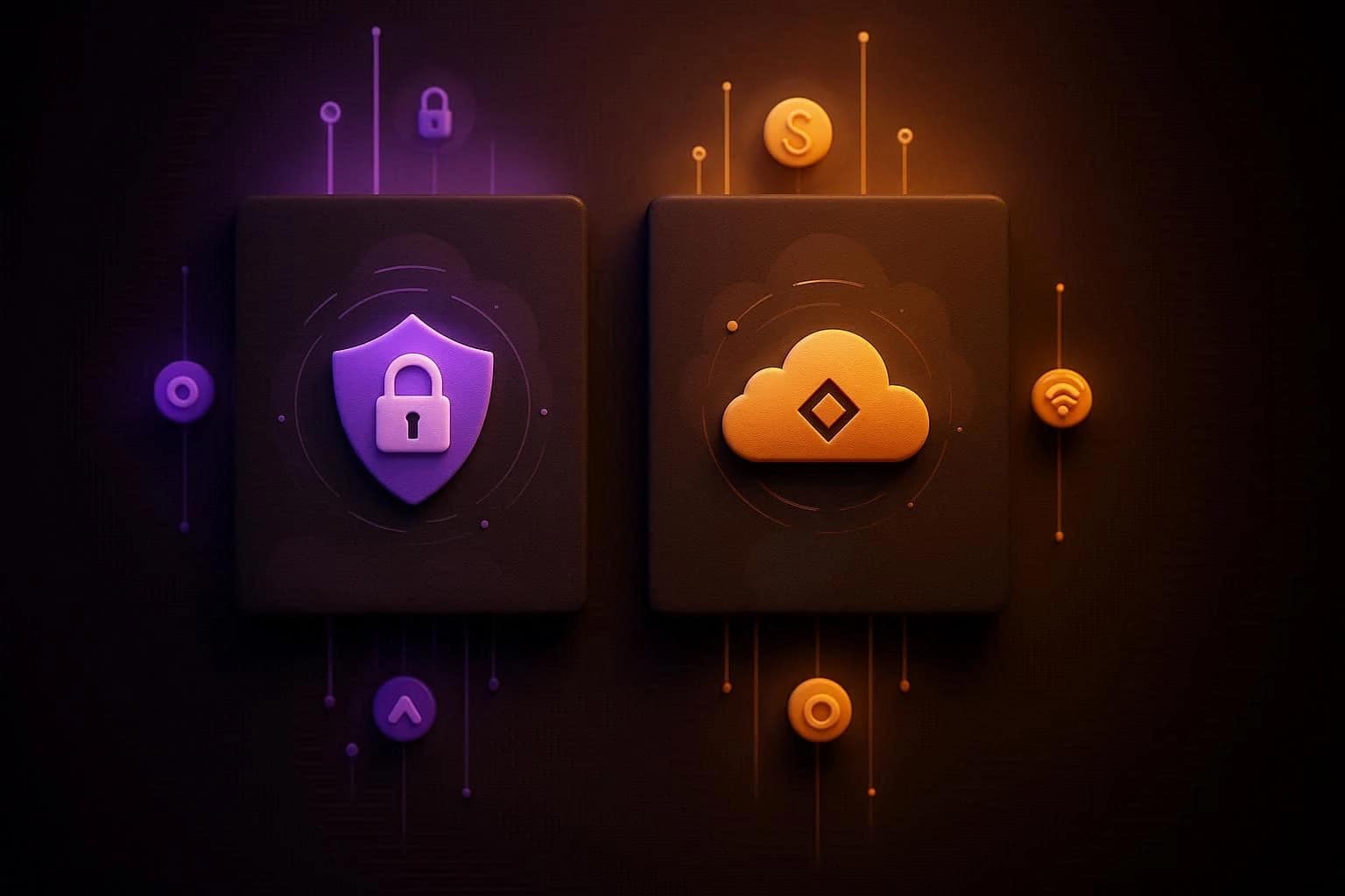 OneDrive Privacy Risks 2026: What Microsoft Changed 2 Proton Drive and pCloud product cards glowing on a dark background, presented as privacy-first alternatives to OneDrive in 2026