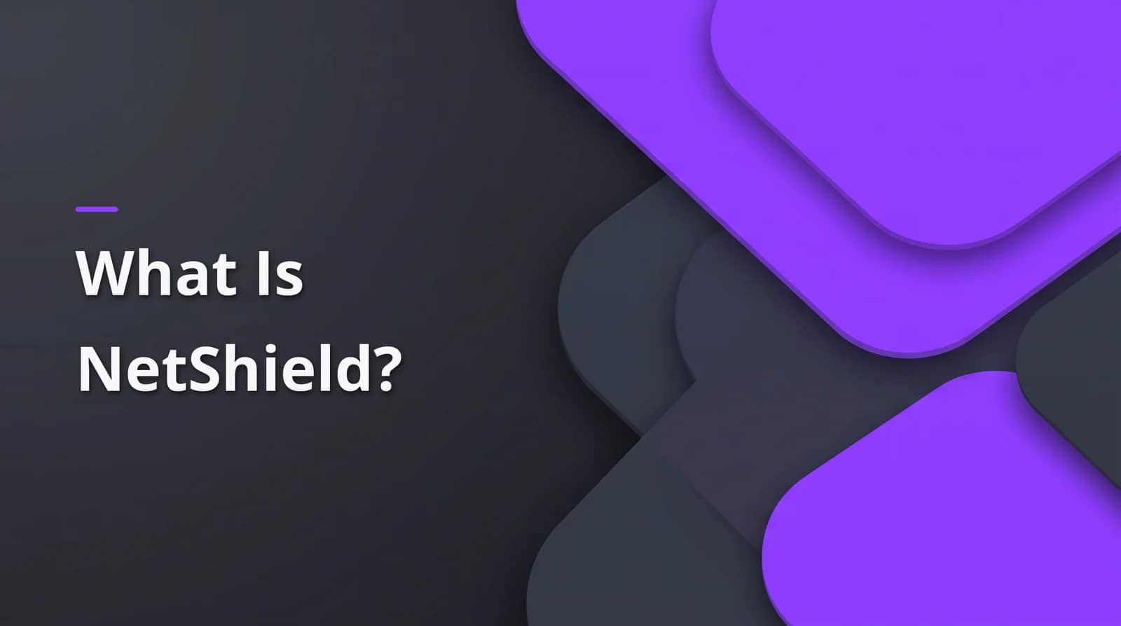 NetShield? BAIZAAR Proton VPN FAQ answer header on a charcoal and violet background.