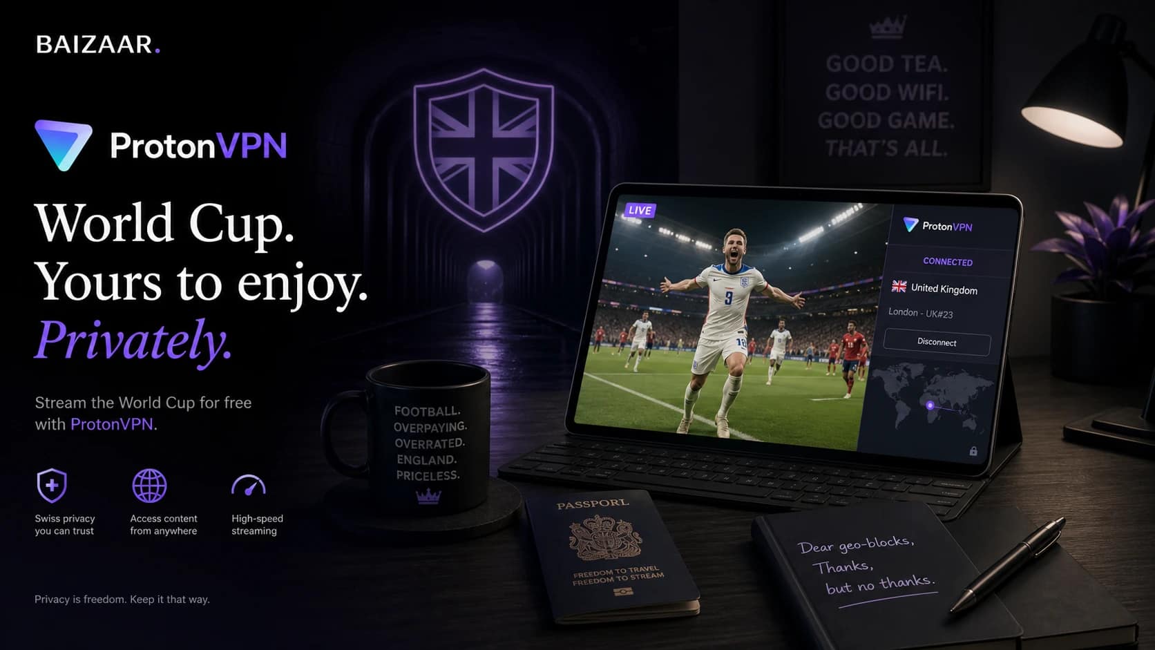 Watch the 2026 World Cup Free With ProtonVPN 5 Watch the World Cup Free With ProtonVPN in a premium privacy-first workspace