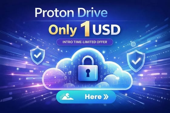 proton-drive-one-dollar-intro-offer-banner Try Proton Mail & Proton Drive offer banner first month discount intro deal