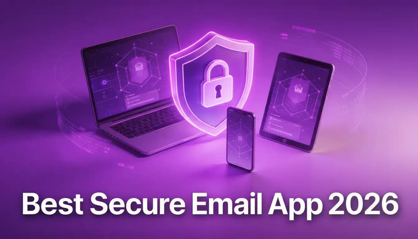 Best Secure Email App 2026: Proton Mail Review After 30 Days of Real-World Testing 4 Best Secure Email App 2026 - Proton Mail encrypted email interface on laptop, smartphone, and tablet with security shield icon
