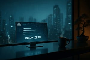 Computer screen displaying 'Inbox Zero' concept to support dominating email productivity in 2026